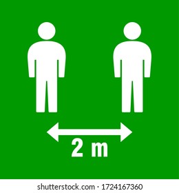 Social Distancing Keep A Safe Distance Of 2 Metres Icon. Vector Image.