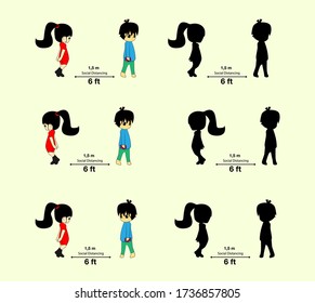 Social Distancing Keep a Safe Distance of at Least 1,5 Metres Or 6 feet Icon. Vector Image.