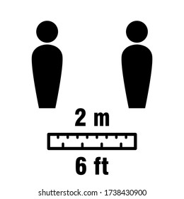 Social Distancing Keep A Safe Distance Of 2 Metres 6 Feet Icon. Vector Image.