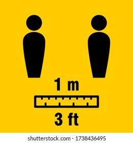 Social Distancing Keep a Safe Distance of 1 Metre 3 Feet Icon. Vector Image.