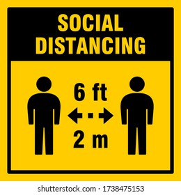 Social Distancing Keep A Safe Distance Of 2 Metres 6 Feet Icon. Vector Image.