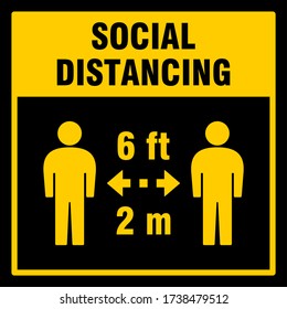 Social Distancing Keep A Safe Distance Of 2 Metres 6 Feet Icon. Vector Image.