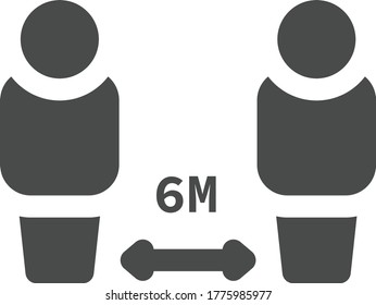 Social Distancing Keep a Safe Distance of at Least 6 Metres Icon. Vector Image Coronavirus epidemic protective.