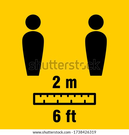 Social Distancing Keep a Safe Distance of 2 Metres 6 Feet Icon. Vector Image.