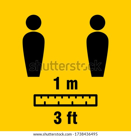 Social Distancing Keep a Safe Distance of 1 Metre 3 Feet Icon. Vector Image.