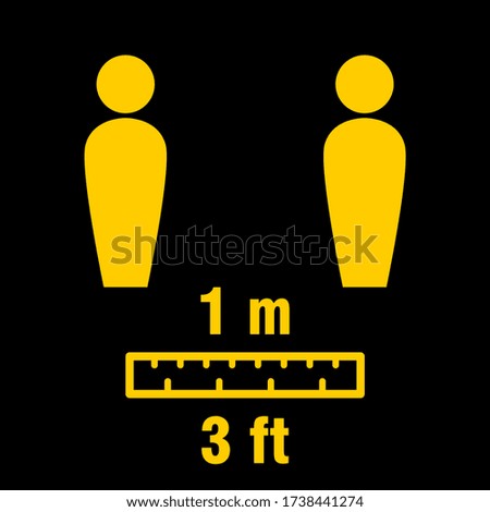 Social Distancing Keep a Safe Distance of 1 Metre 3 Feet Icon. Vector Image.