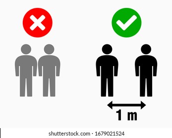 Social Distancing Keep Your Distance 1 m or 1 Metre Infographic Icon. Vector Image.