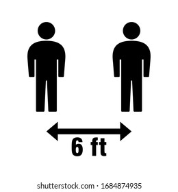 Social Distancing Keep Your Distance or Maintain a Distance of 6ft or 6 Feet Icon. Vector Image.
