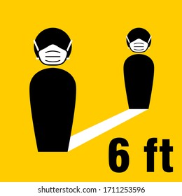 Social Distancing Keep Your Distance 6 Feet Icon. Vector Image.