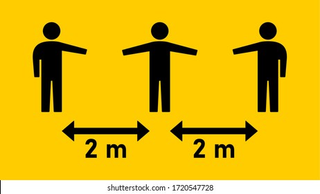 Social Distancing Keep Your Distance 2 m Instruction Icon. Vector Image.