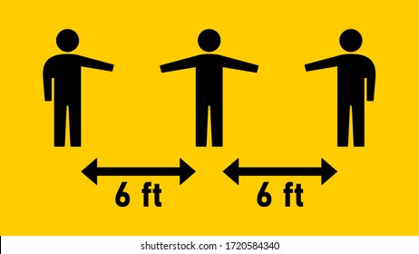 Social Distancing Keep Your Distance 6 ft Instruction Icon. Vector Image.