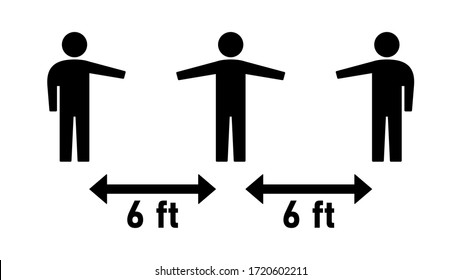 Social Distancing Keep Your Distance 6 Ft Instruction Icon. Vector Image.