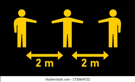 Social Distancing Keep Your Distance 2 m Instruction Icon. Vector Image.