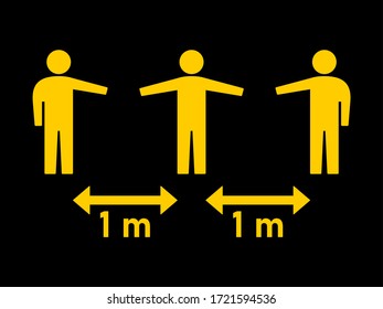Social Distancing Keep Your Distance 1 Meter Instruction Icon. Vector Image.