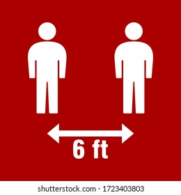 Distancia Social Mantenga Su Icono De Distancia De 6 Pies. Imagen vectorial.