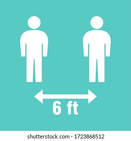 Social Distancing Keep Your Distance 6 Ft Icon. Vector Image.