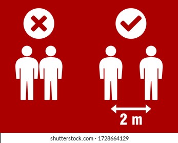 Social Distancing Keep Your Distance 2 M Or 2 Metres Icon. Vector Image.