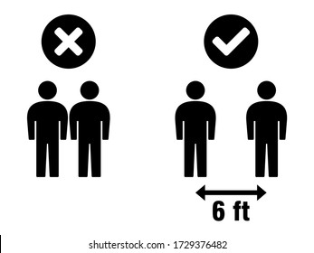 Soziale Distanz halten Sie Ihre Entfernung 2,50 m oder 2,50 m Icon. Vector Image.