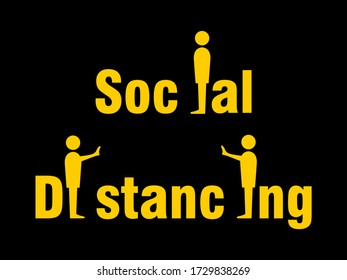 Social Distancing Keep Your Distance Icon with People Figures, Text and an Aspect Ratio of 4:3. Vector Image.