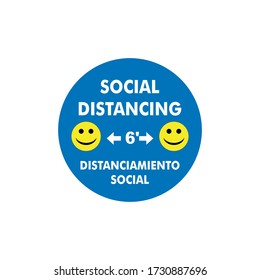 Social Distancing Keep Your Distance 6 Feet Icon. Vector Image Infographic