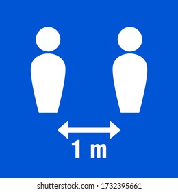 Social Distancing Keep Your Distance 1 m or 1 Meter Icon. Vector Image.