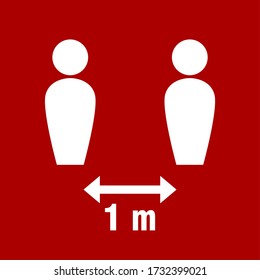 Distancia social: mantener su distancia 1 m o 1 metro de icono. Imagen vectorial.