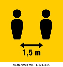 Social Distancing Keep Your Distance 1,5 m or 1,5 Metres Icon. Vector Image.