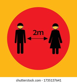 Social Distancing. Keep your Distance 2 meters. Pin. vector image.