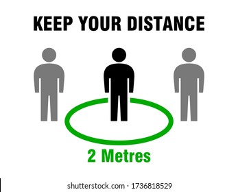 Social Distancing Keep Your Distance 2 Metres Or 2 M Instruction Icon. Vector Image.