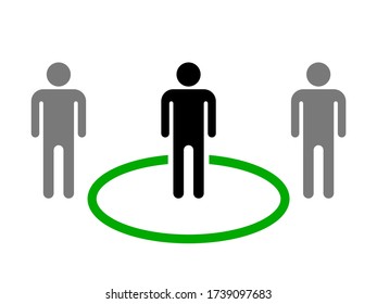 La Distancia Social Mantiene Su Icono De Distancia. Imagen vectorial.