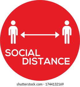 Social distancing Keep your distance 6 feet icon illustration vector sign symbolizing the recommend safe distance to prevent the spread covid-19 outbreak.