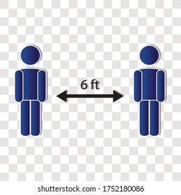 Social distancing keep your distance 6 feet concept on transparency background. Creative idea design. Flat vector illustration for template, brochure or presentation.
