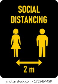 Social Distancing Keep Your Distance 2 m or 2 Metres Vertical Instruction Icon against the Spread of the Novel Coronavirus Covid-19, with an Aspect Ratio of 3:4 and Rounded Corners. Vector Image.