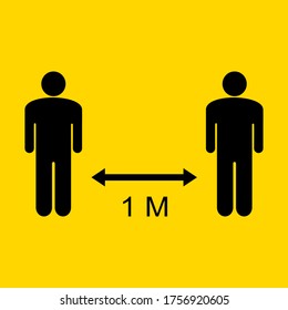 Social Distancing Keep Your Distance 1 Meters Icon.Vector illustration