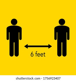 Social Distancing Keep Your Distance 6 Feet Icon.Vector illustration