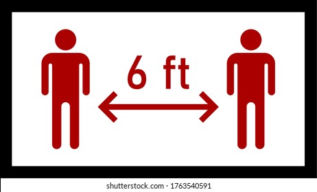 Distancia social Mantenga su distancia o mantenga una distancia de 2 pies o 6 pies con una relación de aspecto de 16:9. Imagen vectorial.