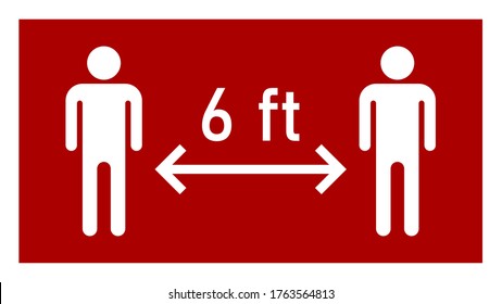 Social Distancing Keep Your Distance or Maintain a Distance of 6 ft or 6 Feet Icon with an Aspect Ratio of 16:9. Vector Image.
