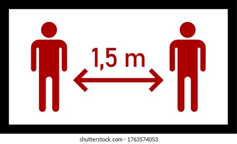 Social Distancing Keep Your Distance or Maintain a Distance of 1,5 m or 1,5 Metres Icon with an Aspect Ratio of 16:9. Vector Image.