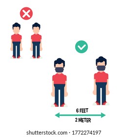 Social Distancing Keep Your Distance 1 m or 1 Metre Infographic Icon. Vector Image.