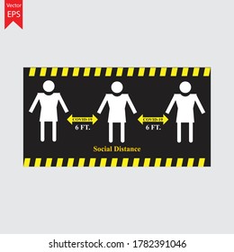 Social Distancing Keep Your Distance 6 Feet Floor Icon.Avoid crowds. Vector Image.