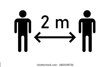 Distancia social Mantener su distancia o mantener un icono de 2 m o 2 m de distancia. Imagen vectorial.