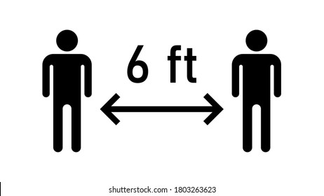 Social Distancing Keep Your Distance Or Maintain A Distance Of 6 Ft Or 6 Feet Icon. Vector Image.