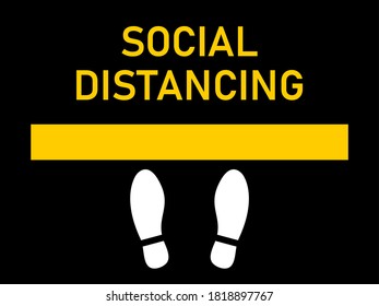 Social Distancing halten Sie Ihre Distance Floor Marking Security Tape und Shoeprints Symbol. Vektorbild.