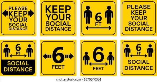 Social distancing Keep your distance 6 feet icon. 