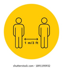 Social Distancing Keep Your Distance 3 meter 6 Feet Icon. Vector