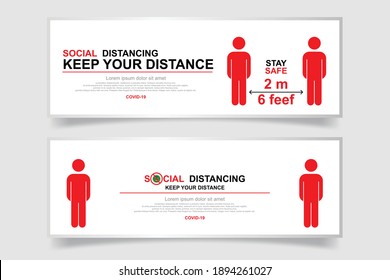 Social Distancing keep your distance Stay safe 2m 6 feet. Coronavirus epidemic protective. Vector illustration