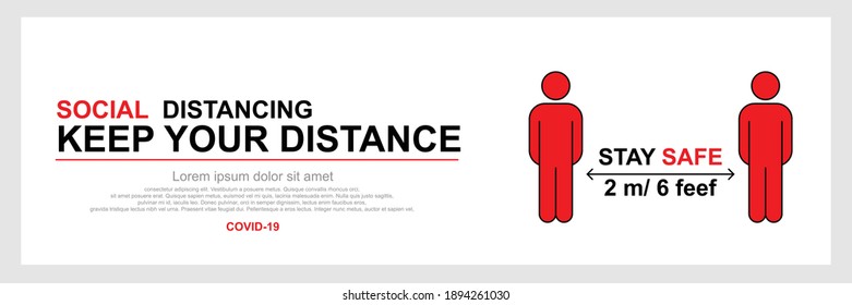 Social Distancing keep your distance Stay safe 2m 6 feet. Coronavirus epidemic protective. Vector illustration
