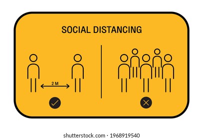 Social Distancing Keep Your Distance 2 Metre, avoid crowds.Infographic Icon. 