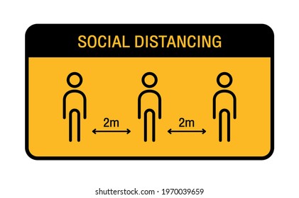 Social Distancing Keep Your Distance 2 Metre, Avoid Crowds.Infographic Icon. 