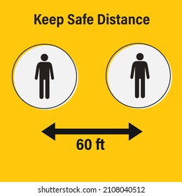 Social Distancing Keep Your Distance 60 Feet Icon. Vector Image